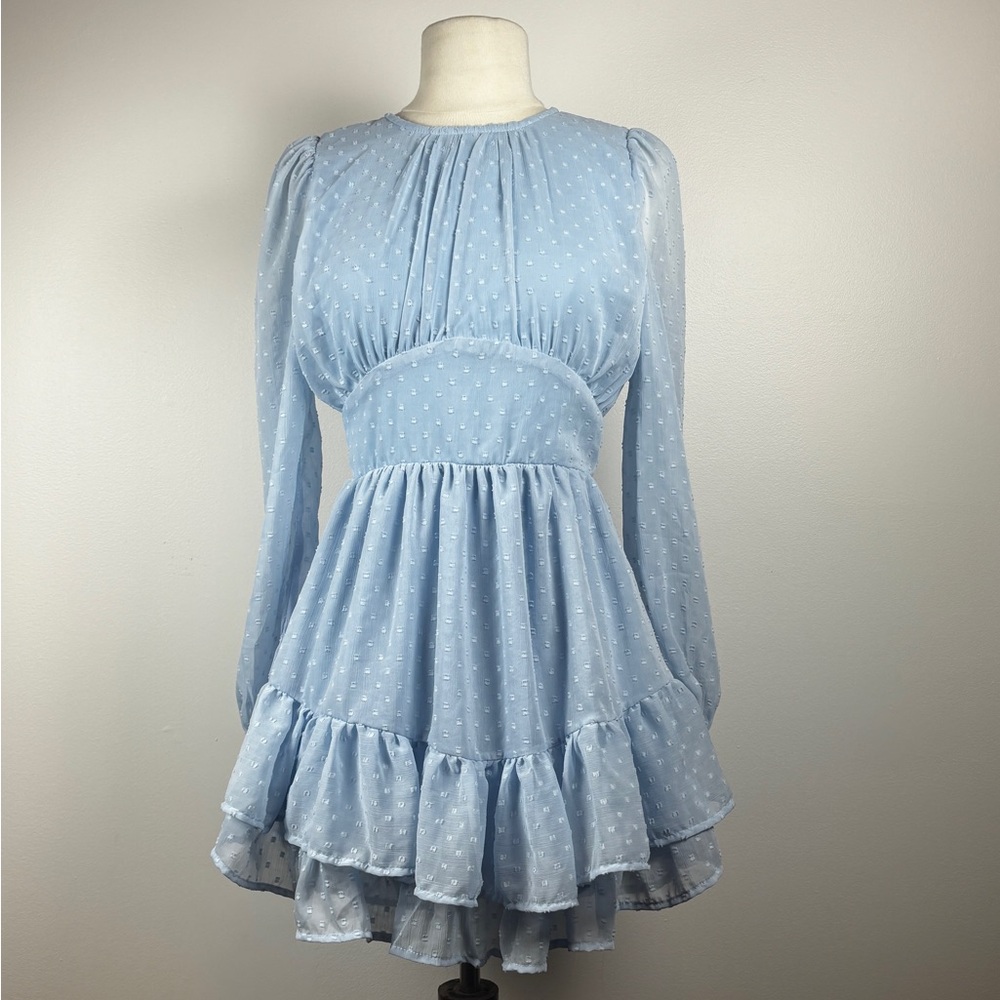 Long Sleeve Dotted Flowy Romantic Dress